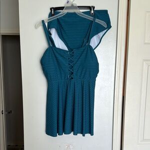 SHEIN Teal Striped Swimsuit